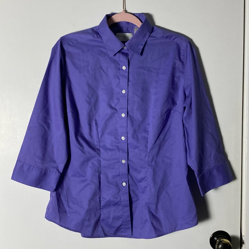 💫 Van Heusen For Her Purple Button Down Shirt Size Medium